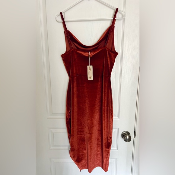 Joyfolie Velvet Mini Dress in Cinnamon - Picture 5 of 9